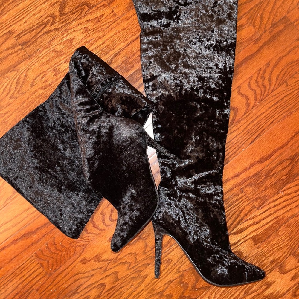 Thigh High Velvet Boots